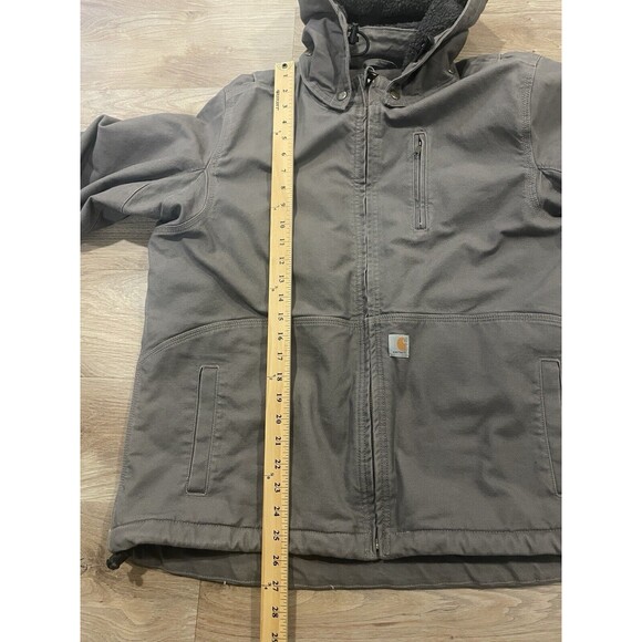 Carhartt Jacket Women's XL 16/18 Gray Full Swing 102248 Duck Sherpa Hooded - Picture 7 of 9